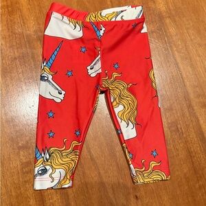 Mini Rodini Red Unicorn Leggings